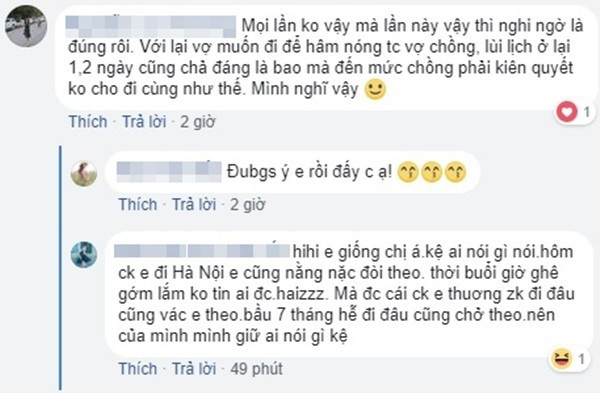 Nhiều chị em lại tỏ ra thông cảm, sẻ chia và bày cách cho cô vợ trẻ "bắt thóp" người chồng. (Ảnh chụp màn hình)