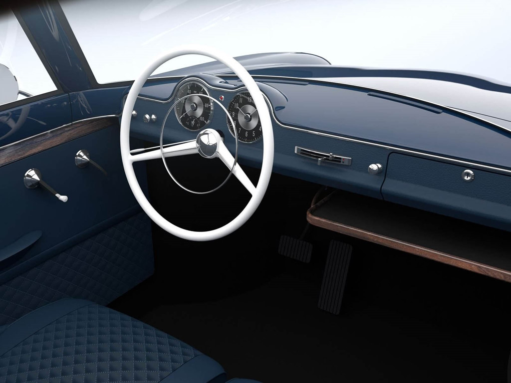 Bảng taplo trung tâm được thiết kế rất đơn giản, đồng hồ hiển thị tốc độ và đồng hồ thời gian phía sau vô-lăng 2 chấu đậm chất cổ điển.