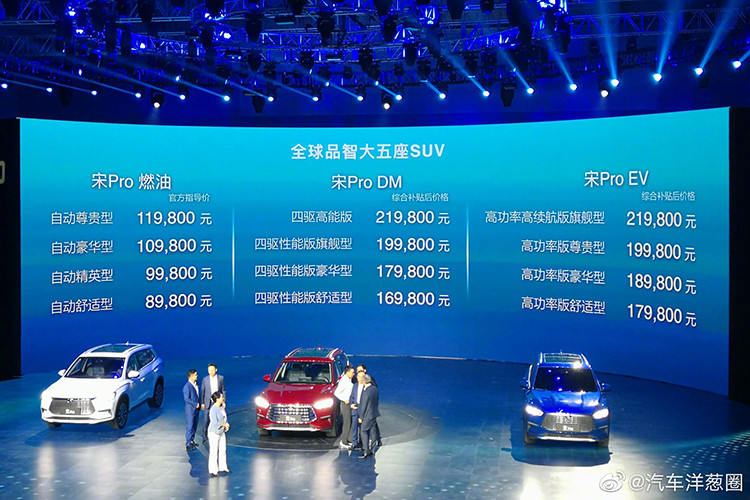 Một điểm quan trọng khác là giá xe BYD Song Pro đều khá mềm. Các phiên bản sử dụng động cơ tăng áp 1.5L có giá khởi điểm 90.000 nhân dân tệ (khoảng 303 triệu đồng), các phiên bản DM là từ 170.000 nhân dân tệ (khoảng 573 triệu đồng), và các bản EV là bắt đầu từ 180.000 nhân dân tệ (khoảng 607 triệu đồng). Phiên bản DM 3 mô tơ như hình ở đây là có giá 220.000 nhân dân tệ (khoảng 742 triệu đồng).
