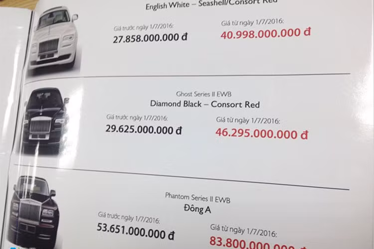 Hiện chưa rõ chiếc Rolls-Royce Phantom Series II tại Hải Phòng thuộc diện phân phối chính hãng hay được nhập khẩu tư nhân. Mẫu xe siêu sang này đang có giá bán chính hãng không dưới 50 tỷ đồng. Mức giá này tăng đáng kể sau khi luật thuế tiêu thụ đặc biệt mới được áp dụng từ ngày 1/7/2017 khiến các dòng xe siêu sang của Rolls-Royce bị áp thuế tăng mạnh lên mức 150%.