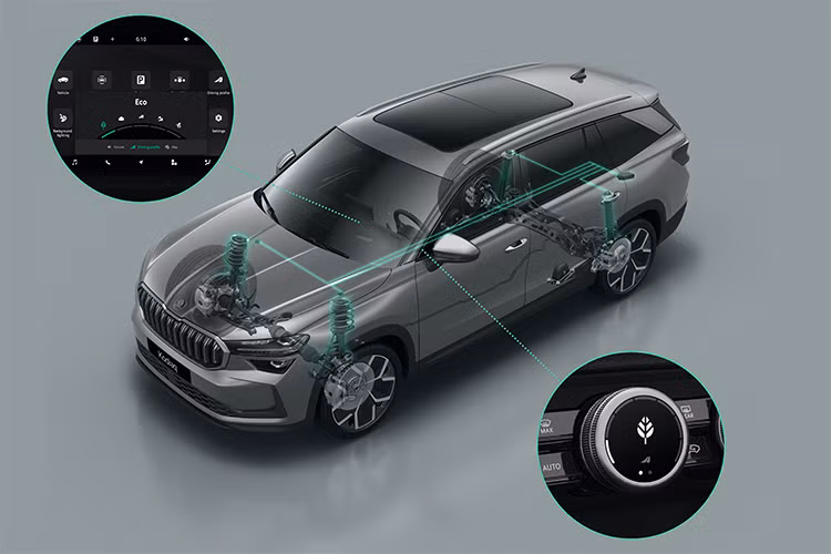 Các chi tiết như la-zăng hợp kim 19 inch và cụm đèn pha trước/sau Skoda Crystal Lighting cũng được thiết kế lại bắt mắt hơn. Dải đèn LED chạy ngang lưới tản nhiệt là một điểm nhấn giúp xe nổi bật khi di chuyển trong điều kiện thiếu sáng. Đặc biệt, hệ thống đèn LED Matrix thế hệ mới được nâng cấp lên 36 module (gia tăng 12 module so với thế hệ trước).