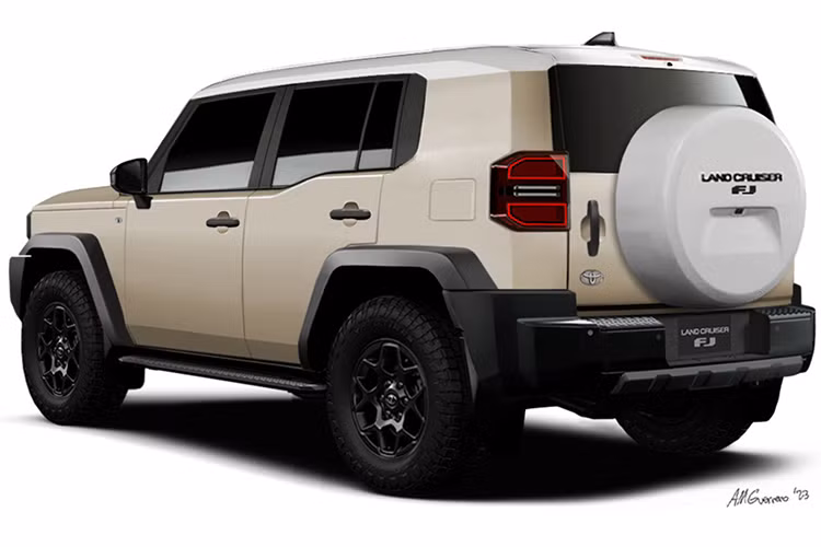 Toyota Land Cruiser FJ sẽ có thông số kích thước Dài x Rộng x Cao lần lượt là 4.500 x 1.830 x 1.850 mm. Chiều dài cơ sở: 2.750 mm. So với các mẫu crossover như Corolla Cross, Land Cruiser FJ lớn hơn đáng kể.