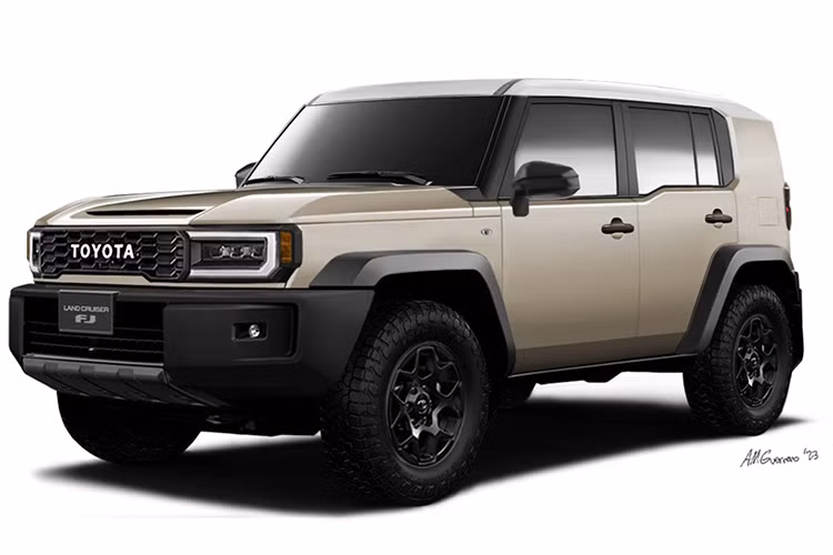 Mẫu xe SUV Toyota Land Cruiser FJ được thiết kế với phong cách vuông vức, mạnh mẽ, lấy cảm hứng từ mẫu concept Toyota Compact Cruiser EV 2021. Xe vẫn giữ nguyên kiểu dáng thẳng đứng đặc trưng của dòng Land Cruiser kết hợp với hệ thống đèn LED hiện đại tạo nên một diện mạo vừa cổ điển vừa năng động.