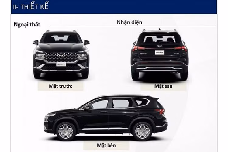 Theo đó, Hyundai SantaFe 2021 tại Việt Nam đã được cải thiện về kích thước tổng thể với chiều dài thêm 15 mm, rộng thêm 10 mm và cao hơn 5mm so với mô hình cũ. Cụ thể, chiều Dài x Rộng x Cao lần lượt là 4.785 x 1.900 x 1.685 (mm), chiều cơ sở giữ nguyên đạt mức 2.765 mm. Khách hàng sẽ có 7 tùy chọn màu sắc ngoại thất bao gồm: Trắng, Đen, Bạc, Đỏ, Xanh dương, Vàng cát.