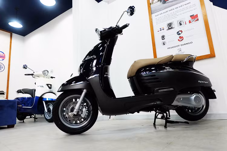 Xe Peugeot Django 125 bố trí 2 hốc ở trước một để đổ xăng, một để sạc điên thoại với cổng sạc 12 volt. Đồng hồ cơ kết hợp màn hình hiển thị thông số dạng LED báo tốc độ. Hệ thống đèn pha, đèn xi nhan và đèn hậu cũng được trang bị dạng LED hiện đại.