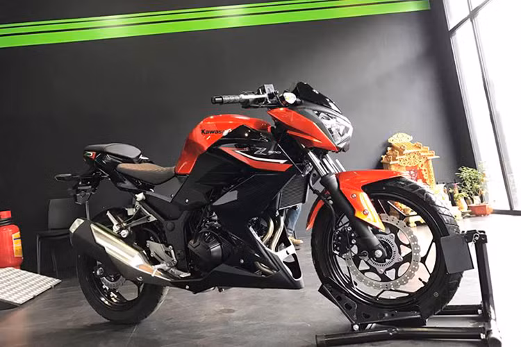 Về ngoại hình, thiết kế của mẫu xe Z300 phiên bản 2018 trông khá giống với đàn anh Z800 đặc biệt là ở cụm đèn pha sắc nhọn và thân xe có nhiều đường góc cạnh. Tuy nhiên về tổng thể thì Z300 gọn gàng hơn Z800 nhiều bởi nó chỉ là một chiếc naked-bike tầm thấp và có mức giá rẻ.