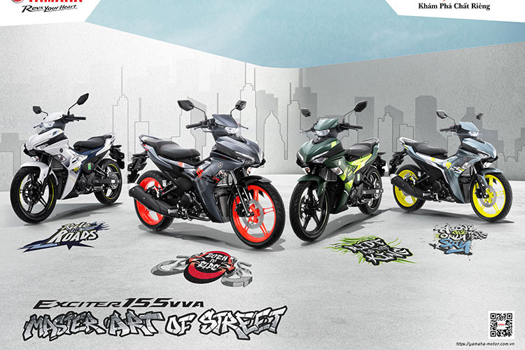 Mẫu xe côn tay Yamaha Exciter 155 VVA 2021 phiên bản giới hạn mới ra mắt này vẫn được giữ nguyên thiết kế với những phong cách chủ đạo được hãng xe theo đuổi như “Thể thao”, “Thời trang” và “Sáng tạo” để kết nối cùng giới trẻ. Thế nhưng, đặc biệt hơn cả là dàn tem mới trên Yamaha Exciter 155 VVA được lấy cảm hứng từ phong cách vẽ Graffity của nghệ thuật Hiphop đường phố nhưng thiết kế đậm chất Việt Nam.