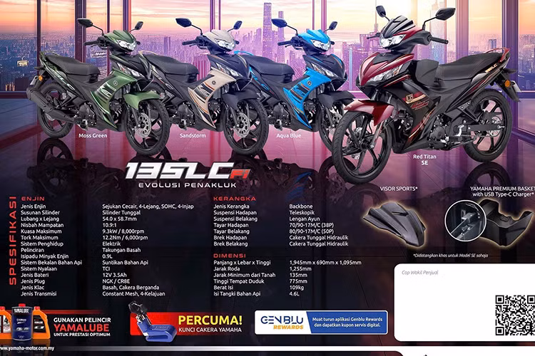 Mức giá xe Yamaha Exciter 135 2025 phiên bản SE có giá 8.798 RM (50 triệu đồng). Lưu ý rằng, mức giá niêm yết như vậy chưa bao gồm thuế đường bộ, bảo hiểm và chi phí đăng ký.