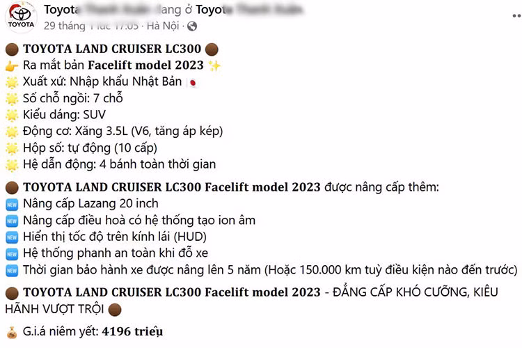 Tuy nhiên, mọi thông tin về trang bị thay đổi trên mẫu SUV đầu bảng Toyota Land Cruiser 2023 tại Việt Nam đã xuất hiện trên trang web chính thức của hãng và được các đại lý nhanh chóng cập nhật.