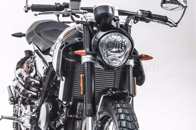 Đèn pha của xe mang thiết kế cổ điển với hình quả trám cách điệu, cặp gương chiếu hậu màu crôm được lắp ở gù tay lái, đồng hồ dạng tròn analog, pát biển số phía sau kiểu Diavel khá hiện đại.