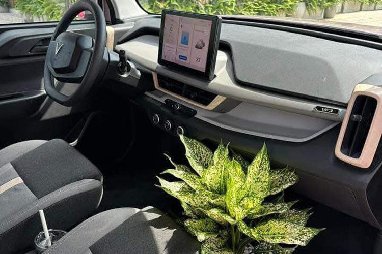 Về nội thất, VF3 được thiết kế tối giản nhằm tối ưu không gian cho 5 người ngồi bên trong. Những chi tiết ốp sơn cùng màu thân xe như viền cửa gió điều hòa... giúp nội thất trông trẻ trung hơn. Các tính năng thông minh cơ bản được tích hợp đầy đủ, đảm bảo trải nghiệm thoải mái và tiện nghi cho người dùng. 