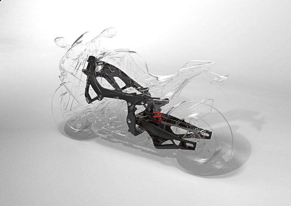 Khung xe bằng nhôm cũng được thiết kế lại giúp tăng kết cấu chịu lực cho xe. Bộ gắp nhôm mới với các thanh gia cường giúp kết nối khung xe và các bánh xe. Điểm đổi mới trên S1000RR 2019 là hệ thống treo Full Floater Pro thế hệ mới. Hệ thống treo này mang đến độ bám đường cao hơn và cảm giác lái tốt hơn.