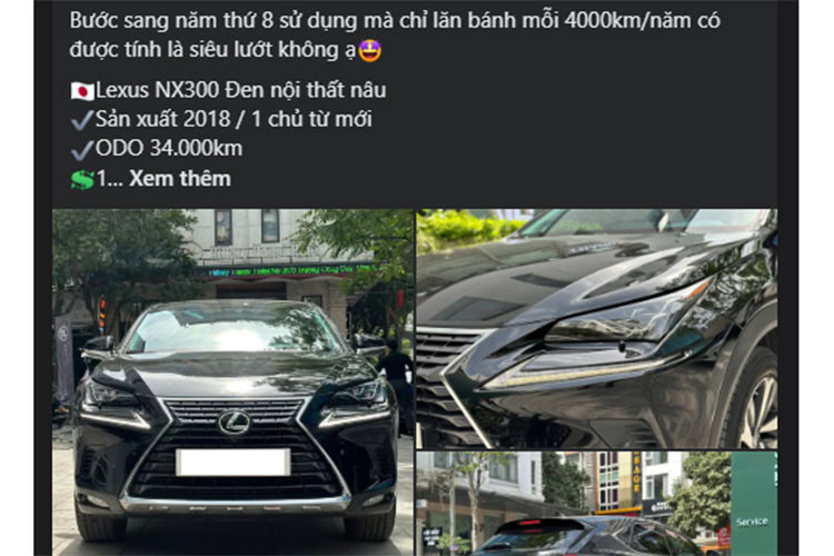 Được biết, khi mua mới, giá xe Lexus NX300 2018 có mức niêm yết khoảng 2,4 tỷ đồng. Sau khi cộng thêm các chi phí lăn bánh tại Việt Nam, tổng số tiền bỏ ra có thể lên tới 2,6 - 2,7 tỷ đồng.