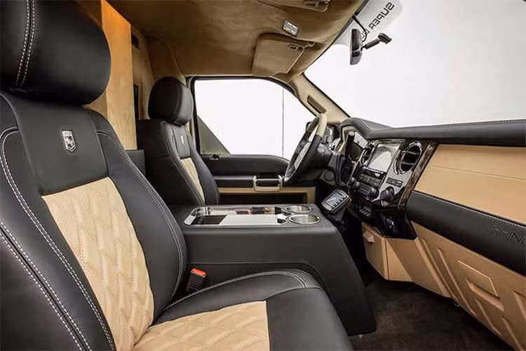 Toàn bộ cabin được bọc kín trong da cao cấp và nhung, với chất lượng hoàn thiện ngang với các dòng xe siêu sang hàng đầu Thế giới. Người ngồi ở hàng ghế sau có thể liên lạc với người lái thông qua hệ thống bộ đàm. USSV cũng đưa ra cho Rhino GX Executive một số tùy chọn như TV vệ tinh hay cửa sổ trời.