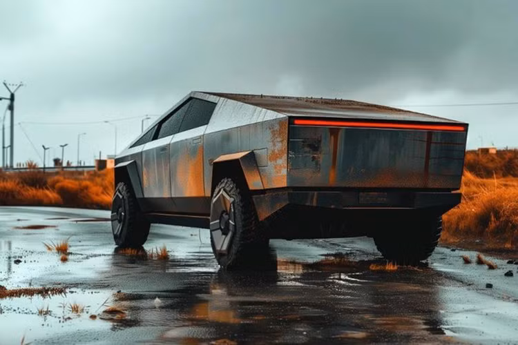 Tesla Cybertruck moi mua duoc 2 ngay da gi set, chu xe khoc rong