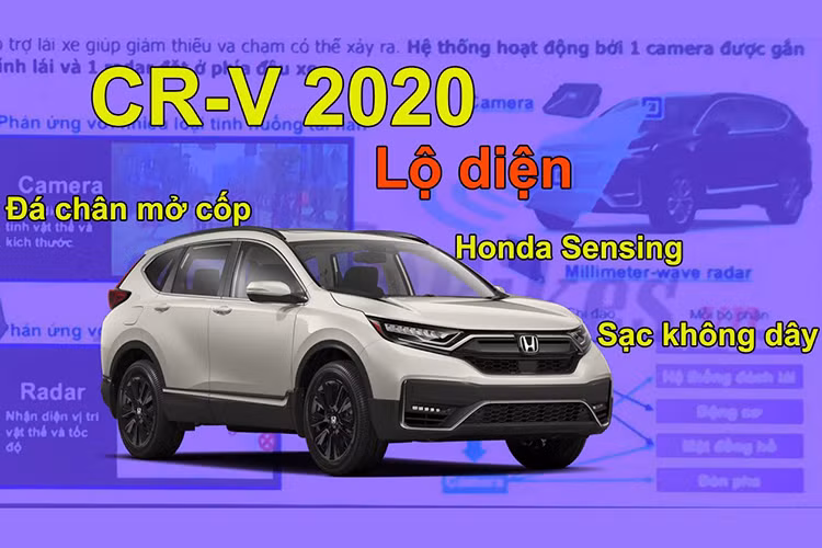 Honda CR-V 2020 mới có ngoại thất sắc xảo hơn nhờ phần đầu xe được gắn bộ cản trước góc cạnh. Hai hốc gió trên phần cản va trước còn được trang trí bởi những đường crom sáng bóng sang trọng hơn và bao bọc cụm đèn sương mù LED. Lưới tản nhiệt cũng là một trong những chi tiết mới được sơn đen thay vì dải crom to bản như trước, 2 thanh ngang bên dưới đã bị loại bỏ hoàn toàn chỉ còn phần lưới trang trí.