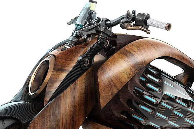 Siêu môtô điện Newron EV-1 hoàn toàn mới có hình dạng chính thức với khối pin lớn hình trụ được ẩn dưới các tấm gỗ uốn cong. Khối pin này sẽ đi kèm với đèn LED phát sáng với nhiều màu khác nhau, nhằm làm nổi bật màu sắc của chất liệu gỗ. Khi xe di chuyển, khối pin sẽ quay tròn, điều này tượng trưng thời gian đang dần trôi qua.