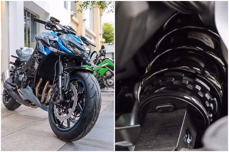 Một món đồ chơi đáng giá trên phiên bản Z1000R Edition là phuộc sau mang thương hiệu Ohlins S46DR1S có thể điều chỉnh tải trọng bằng điện tử từ xa. Nếu đi kèm theo xe, nó sẽ có mức giá cao hơn 40 triệu đồng,