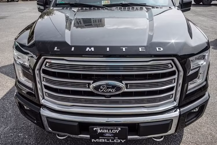 Chiếc F-150 trong bài nổi bật với tấm ốp crôm loại lớn cả ở cản trước và cửa thùng sau, in dòng chữ "Limited". F-150 có thiết kế đầu xe đầy khỏe khoắn, nam tính. Tuy nhiên, mẫu xe này không vì vậy thô kệch khi được kết hợp cùng các chi tiết chrome ở lưới tản nhiệt và cản trước.