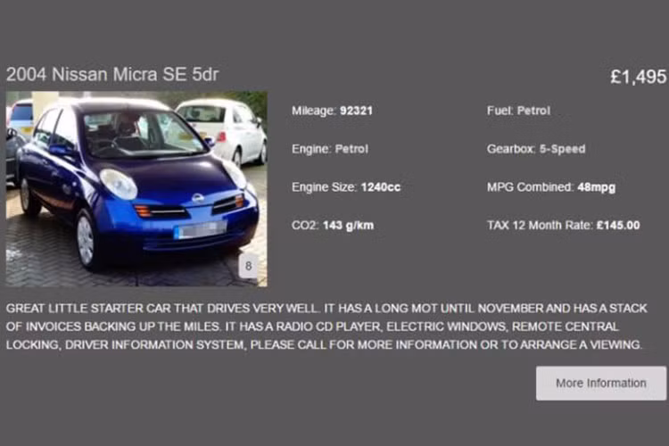 Chiếc xe mà ông Cameron chọn đã chạy khoảng 92.000 dặm (tương đương khoảng 147.200km) và được cửa hàng bán xe rao trên mạng Internet. Theo ông Iain Harris chủ cửa hàng, “Ngài Thủ tướng giống như bất kỳ một người đàn ông bình thường nào đi mua xe hơi cho vợ của mình”.