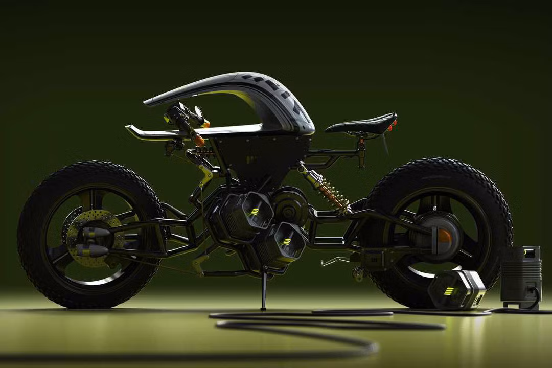 Chiếc xe đầu tiên trong top 5 này bước ra từ một bộ phim nổi tiếng. Thiết kế của mẫu concept này trông giống những sản phẩm máy bay từ trong phim Star War hơn một là mẫu xe máy điện thông thường. Chiếc xe môtô Sasuga mới này không có bình xăng để ôm như một mô tô bình thường, nhà thiết kế đã cho thêm một phần gù lên để có điểm tựa cho người lái và loại bỏ đi bộ đèn pha.