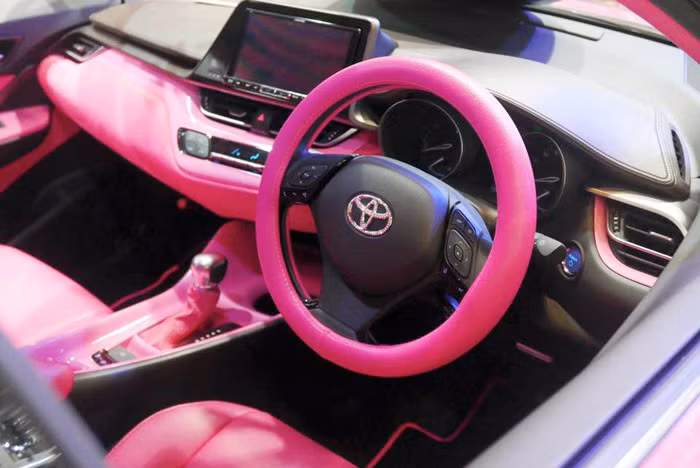 Hẳn cuộc chơi màu hồng là yếu tố đem đến sức hút và sự khác biệt, độc lạ cho chiếc xe này khi nó được làm lại tonaf bộ nội thất giống như dàn áo.