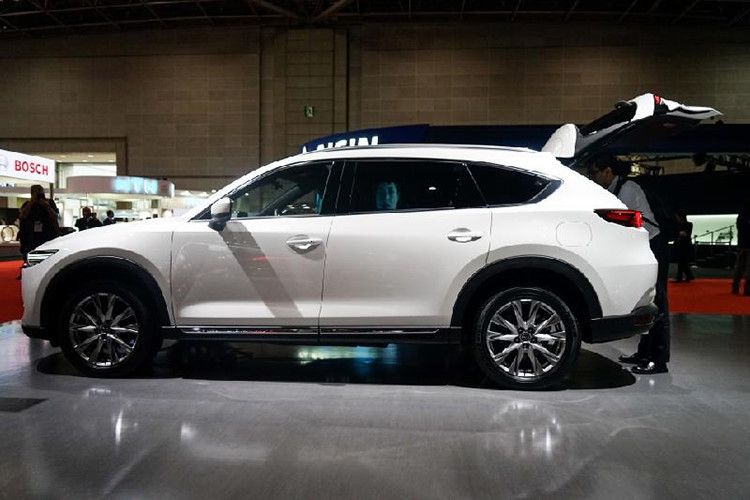 CX-8 là mẫu SUV 7 chỗ duy nhất của Mazda tại Nhật Bản, vì mẫu CX-9 không được bán tại đây. Xe dài 4.900 mm, nhỉnh hơn 350 mm so với CX-5, nhưng ngắn hơn 195 mm so với CX-9. Xe cũng hẹp hơn 129 mm so với CX-9, rộng 1.840 mm. Về chiều dài cơ sở, CX-8 và CX-9 có cùng kích thước 2.930 mm, dài hơn so với CX-5 (2.700 mm).