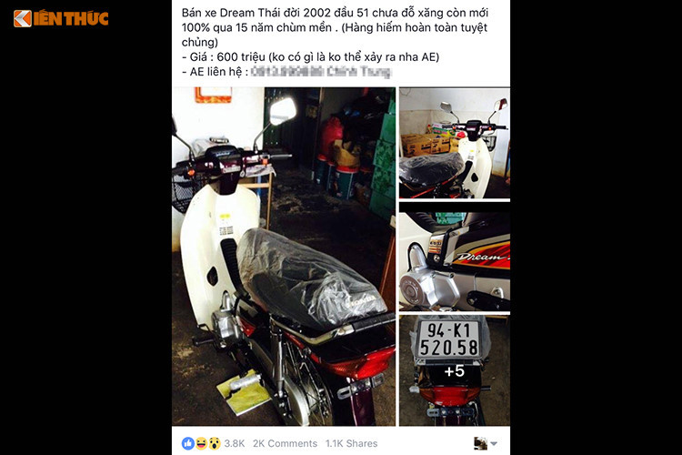 Tuy nhiên, nếu là một người yêu và đam mê xe máy và đặc biệt là dòng Honda Dream II, chắc chắn còn như cách đây đúng 1 năm chủ nhân của chiếc xe này cũng từng rao bán chiếc xe với giá 600 triệu đồng. Chiếc xe này đã từng có người trả giá cao nhất là 250 triệu đồng, gần bằng một chiếc ôtô cũ - nhưng giao dịch này không thành công.