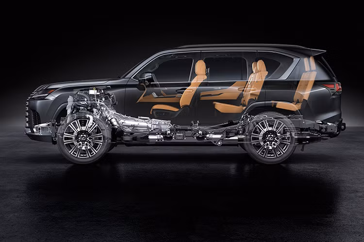 Ngoài ra, Lexus LX600 còn được bảo vệ bởi hàng loạt tính năng an toàn như: hệ thống trợ lực lái điện tử (EPS), phanh điều khiển điện tử (ECB), lựa chọn đa địa hình (Multi-Terrain Select), màn hình hiển thị đa địa hình (Muti-Terrain Monitor), chế độ điều khiển vượt địa hình (Crawl Control), màn hình quan sát gầm xe (Back Underfloor View) và vi sai hạn chế trượt Torsen…