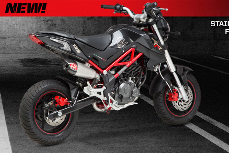 Benelli TNT 135 Yoshimura 2018 có thiết kế cấu hình không thay đổi nhiều so với trước. Xe vẫn được trang bị các bánh với kích thước 12 inch, cùng với một số phụ tùng cao cấp như phuộc USD phía trước.