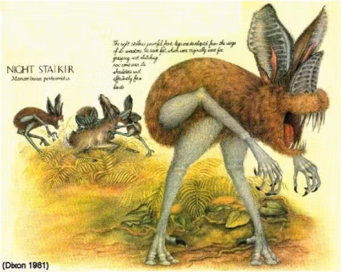 Tên khoa học là Manambulus perhorridus, là loài quái thú lớn hung dữ. Săn mồi ban đêm như loài dơi nhưng chân phát triển hơn có thể di chuyển được. Con vật tương lai này sẽ dựa vào cơ chế định vị điện tử để săn mồi, tai và mũi bị tê liệt.