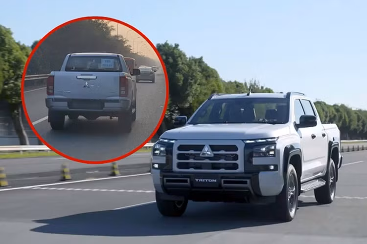 Mitsubishi Triton 2024 bat ngo lan banh tren duong pho Ha Noi