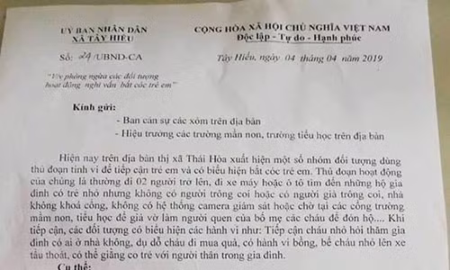 Nghe An: Nghi van bat coc tre em, chinh quyen xa ra cong van khan