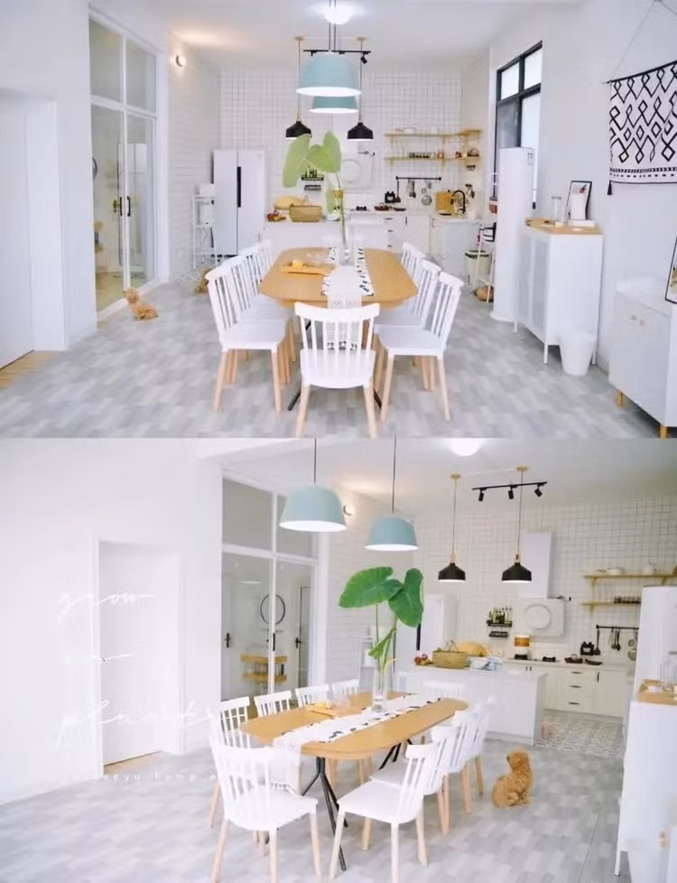 Bàn ăn dài có thể phục vụ cùng lúc hơn mười người. Ảnh: Sohu