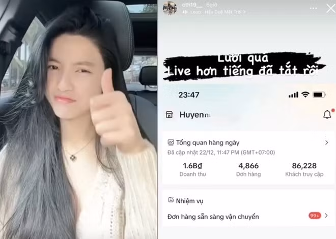 Có thời điểm, bà xã Quang Hải khoe livestream chỉ hơn tiếng nhưng doanh thu 1,6 tỷ đồng. Ảnh: FBNV