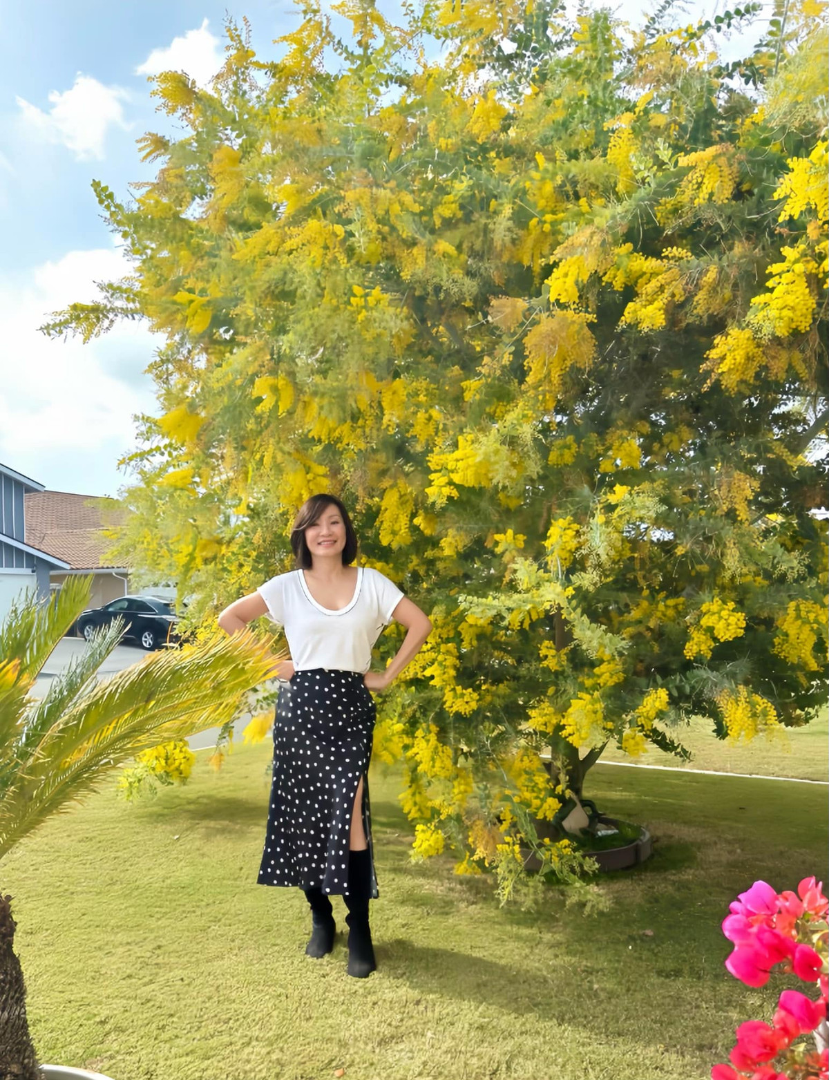 Nghệ sĩ Hồng Đào từng tiết lộ với bạn bè, khuôn viên nhà luôn giữ được vẻ đẹp tươi tắn, đầy sức sống nhờ có bà ngoại qua chăm sóc mỗi ngày và có thợ làm vườn đến cắt tỉa. Ảnh: FBNV