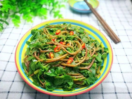 Tuy niên, rau sam vị chua nhẹ, ngọt thanh, hơi nhớt nên không phải ai cũng thích. Ảnh: Nongsandungha