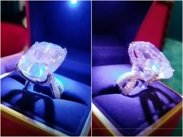 Bà Phương Hằng từng gây sốt khi đeo viên kim cương 45 carat trị giá 100 tỷ đồng. Ảnh: chụp màn hình