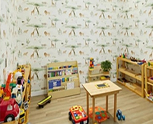 Khu vực học và chơi của hai bé cũng có nhiều kệ giúp để đồ gọn gàng. Ảnh: FBNV