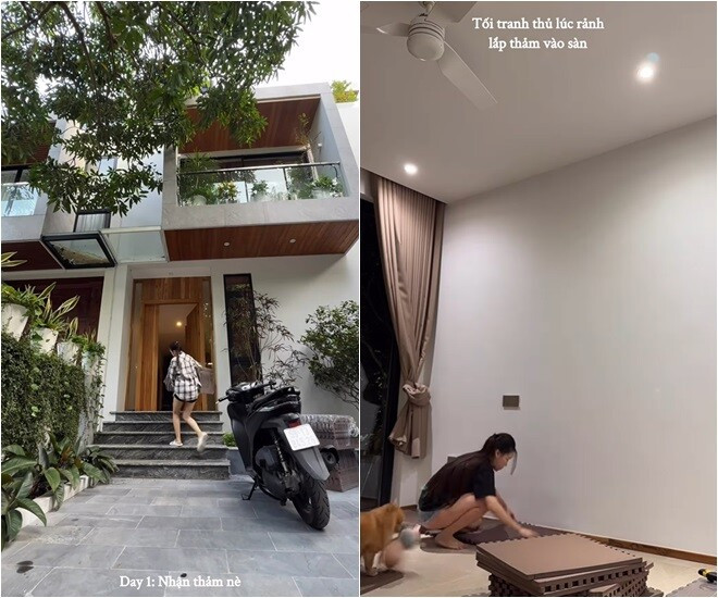 Trước đó, vợ chồng Đặng Văn Lâm từng hé lộ về căn biệt thự rộng rãi ở Văn Giang (Hưng Yên). Ảnh: FBNV