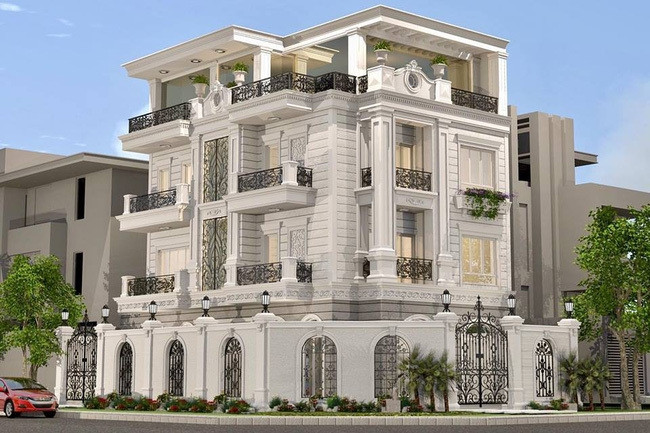 Biệt thự của Đăng Khôi - Thủy Anh 4 tầng lầu, nhiều cửa sổ ban công và được thiết kế theo phong cách tân cổ điển ngang ngửa với khách sạn 5 sao. Ảnh: FBNV