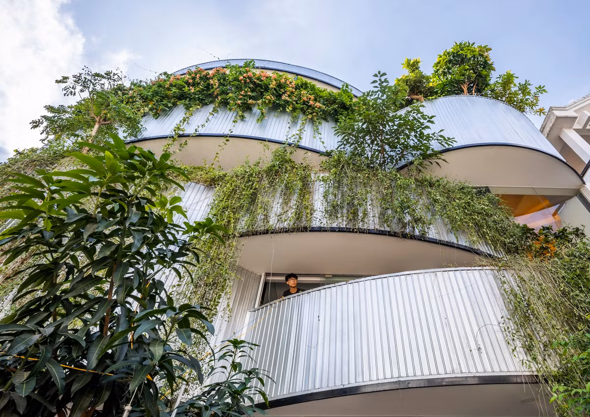 Các đường cong cho phép nhiều thiết kế riêng biệt từ các góc nhìn khác nhau, làm cho cấu trúc nổi bật hơn. Ảnh: Hiroyuki Oki