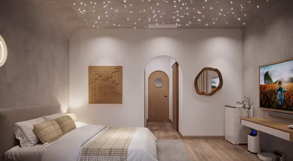 Không gian phòng ngủ ấm cúng. Ảnh: SBS House