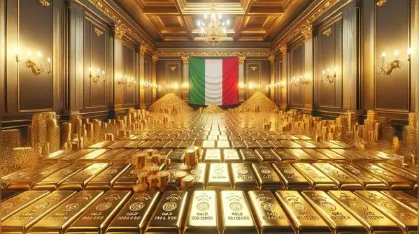 Theo WGC, Italy đứng thứ 3 thế giới với 2.451,84 tấn vàng, trị giá 205,7 tỷ USD. Phần lớn số vàng này tồn tại dưới dạng thỏi và một phần nhỏ tiền vàng, tương đương 4,1 tấn. Ảnh: AI