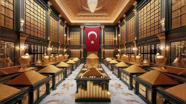 Thổ Nhĩ Kỳ đứng thứ 10 trong danh sách với 595,37 tấn vàng dự trữ. Thổ Nhĩ Kỳ cũng nằm trong số 5 quốc gia có mức tăng dự trữ vàng lớn nhất thế giới. Ảnh: AI