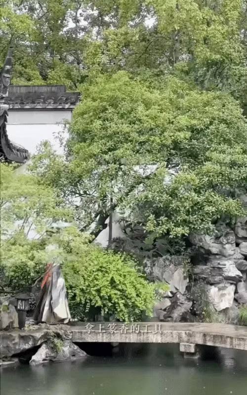 Không gian bên ngoài biệt thự rất rộng, sân vườn trồng nhiều cây xanh. Ảnh chụp màn hình