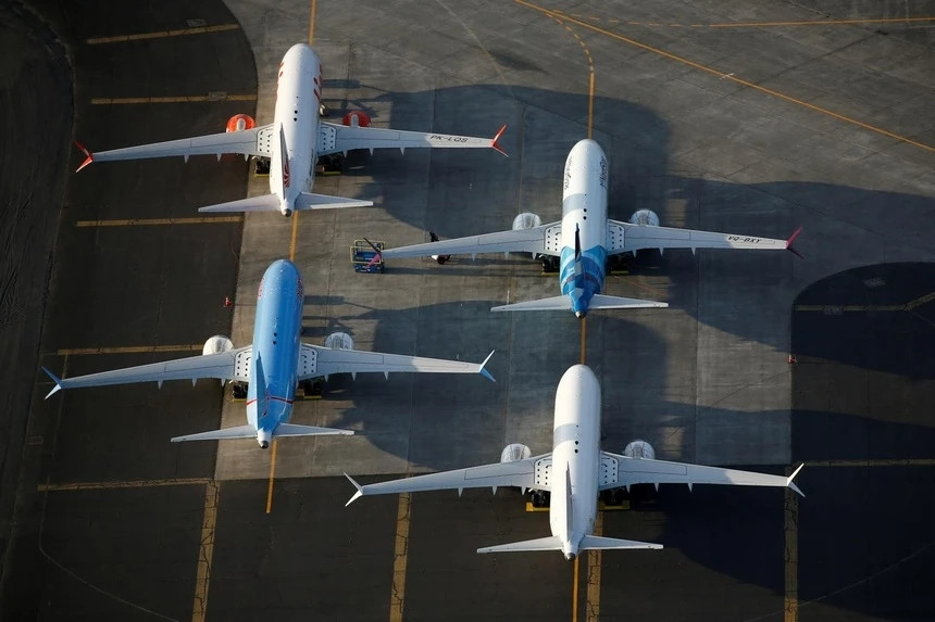 Cuộc chiến thuế quan và bước ngoặt bất ngờ trong việc giao máy bay diễn ra đúng thời điểm Boeing vừa bắt đầu phục hồi sau gần 5 năm bị đình trệ nhập khẩu dòng 737 MAX và vòng căng thẳng thương mại trước đó. Ảnh: The Strait Times.