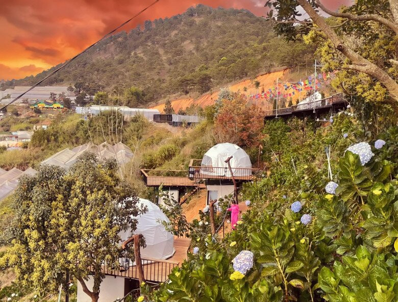 Khánh Đơn cho biết mất 1/3 tháng để cải tạo khu đất rồi dựng lều. Ảnh: FBNV