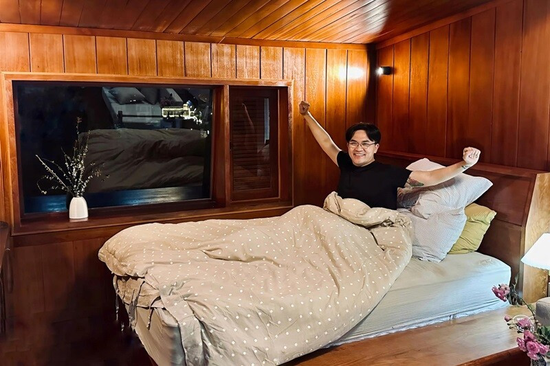 Không gian phòng ngủ cũng gần gũi thiên nhiên. Ảnh: FB Bùi Đại Nghĩa