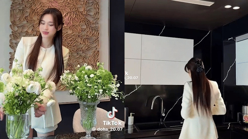 Gần đây, Hoa hậu Đỗ Thị Hà liên tục chia sẻ trên Tiktok loạt clip về căn hộ của mình. Nàng hậu tự tay chăm chút từng góc nhỏ trong nhà. Ảnh chụp màn hình